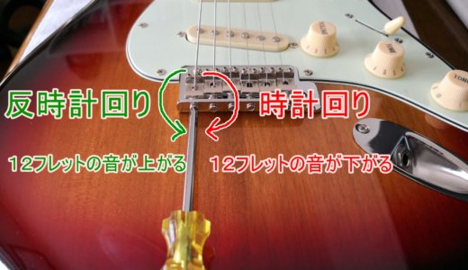 ブリッジのねじを回す方向の解説