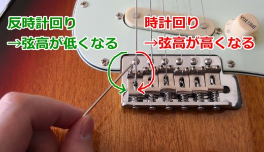 ストラトキャスターの弦高を調整する説明