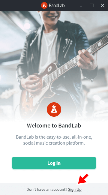 Bandlab Assistantのログイン画面