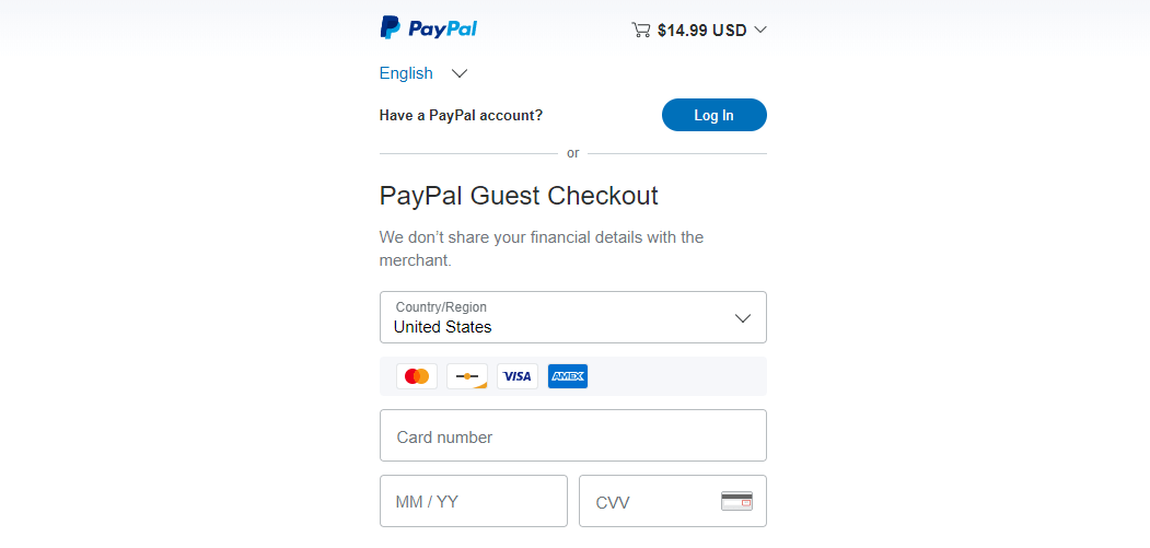 PayPalでの支払い